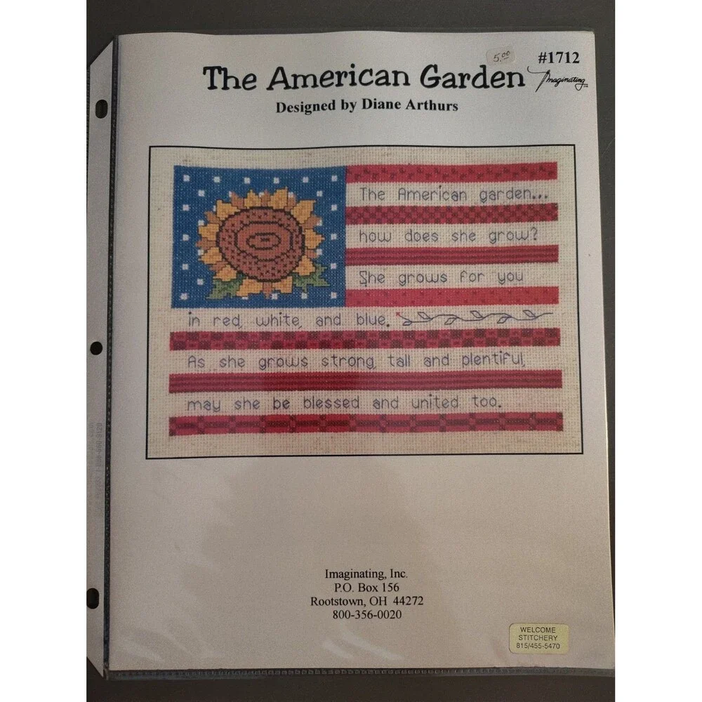 Diane Arthurs The American Garden Cross Stitch Pattern Sunflower Flag...